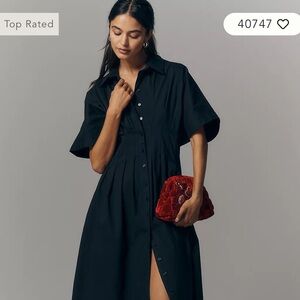 Chic Black Midi Dress with Button Detail